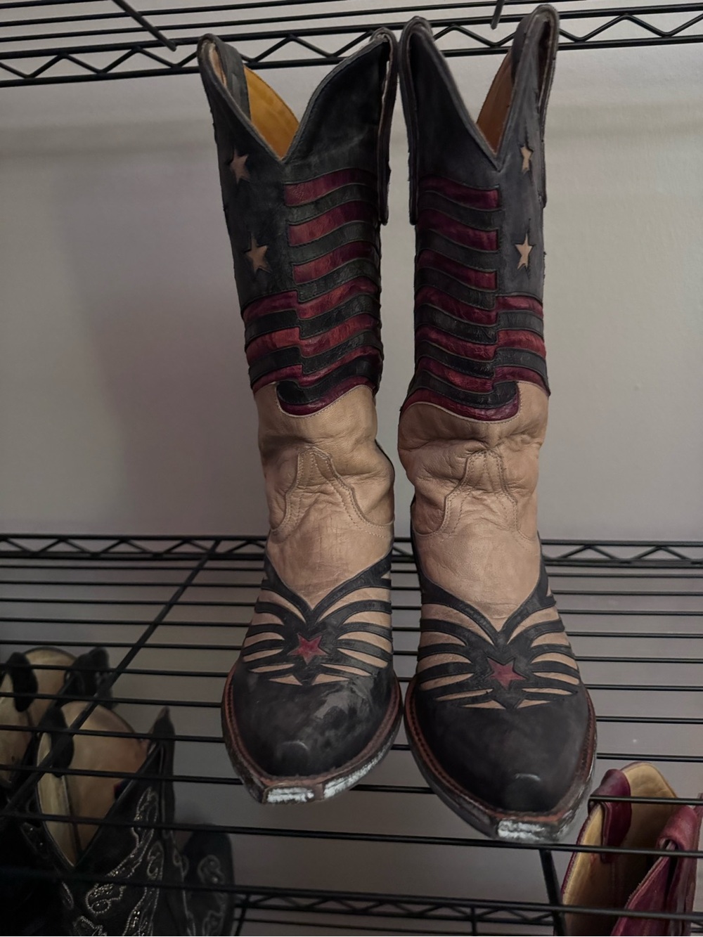 Old Gringo Black, Red & Tan Star Stripe Heeled Cowboy Boots
